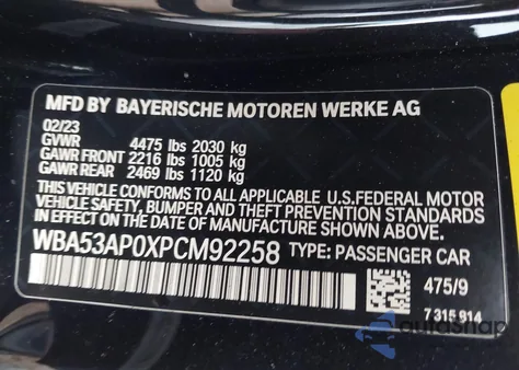 2023 BMW 430I z USA, uszkodzony, nr VIN WBA53AP0XPCM92258